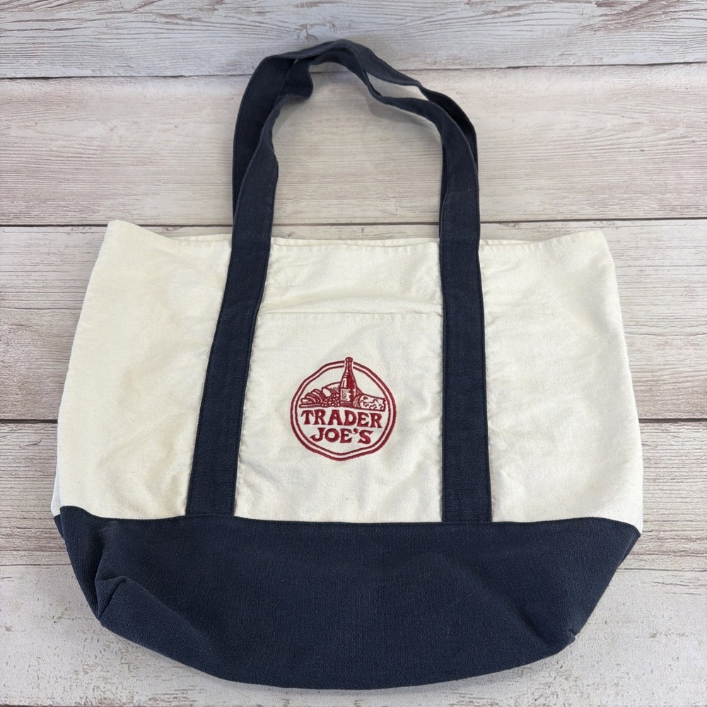 Trader Joe's Canvas Tote Bag Classic Reusable Grocery Bag 18"x15"